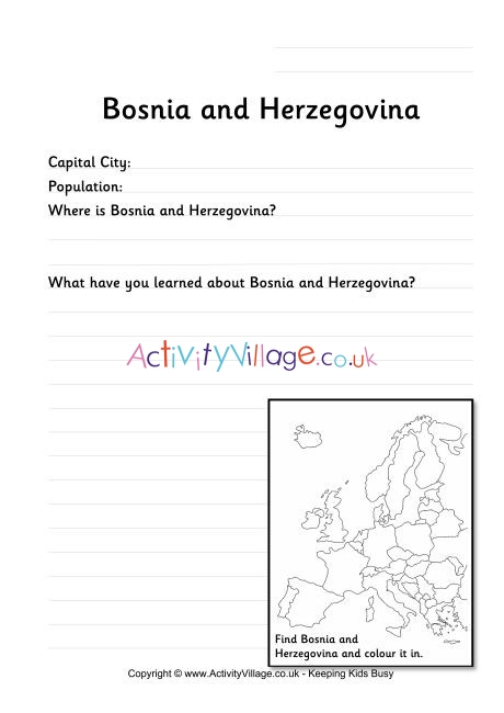 Bosnia And Herzegovina Worksheet