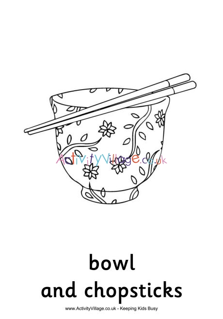 Bowl and chopsitcks colouring page