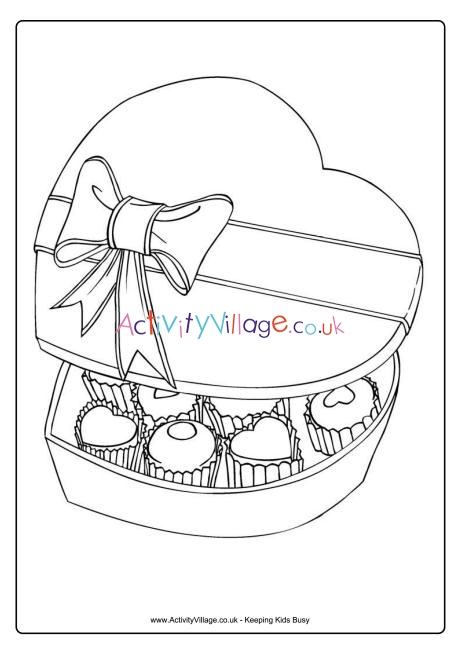 Box of chocolates colouring page