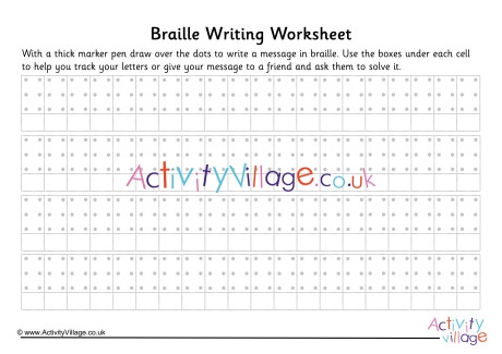 Braille Writing Worksheet 1