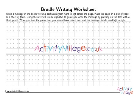 Braille Writing Worksheet 2