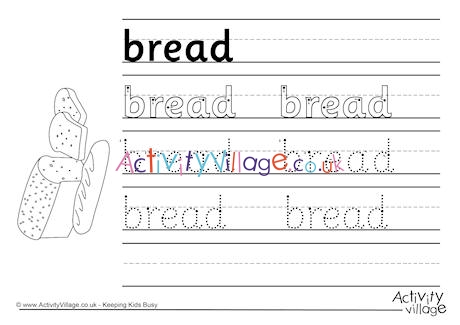 Bread Handwriting Worksheet