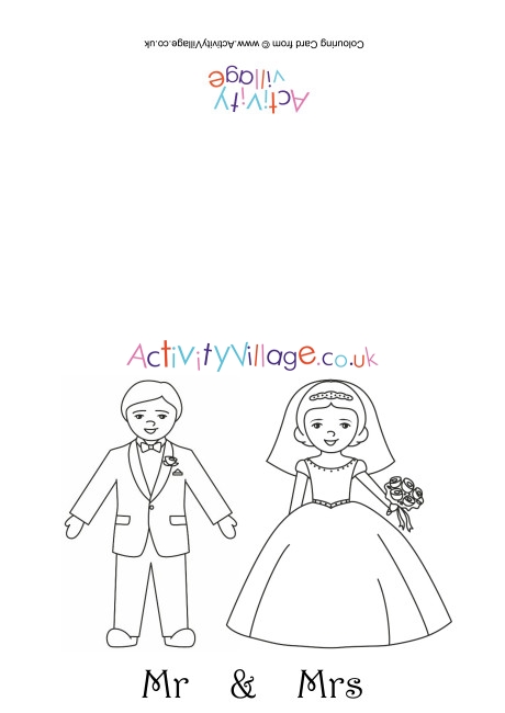 Bride and groom colouring card