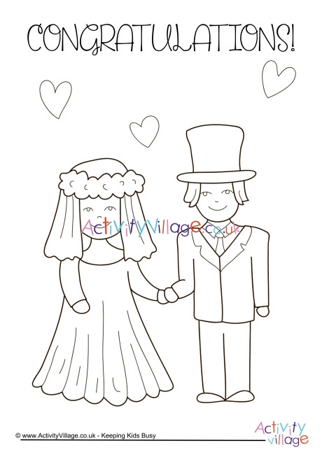 Bride and groom colouring page 1