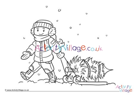 Bringing Home The Christmas Tree Colouring Page
