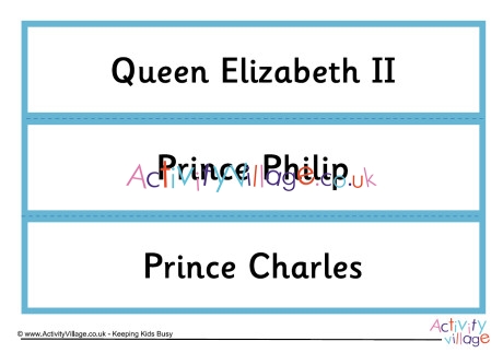 British royal family word cards