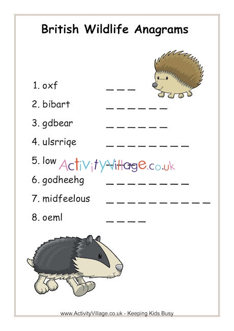 British wildlife anagrams