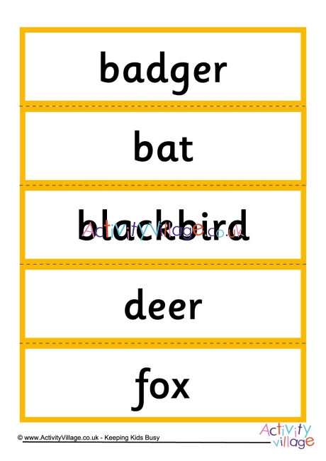 British Wildlife word cards