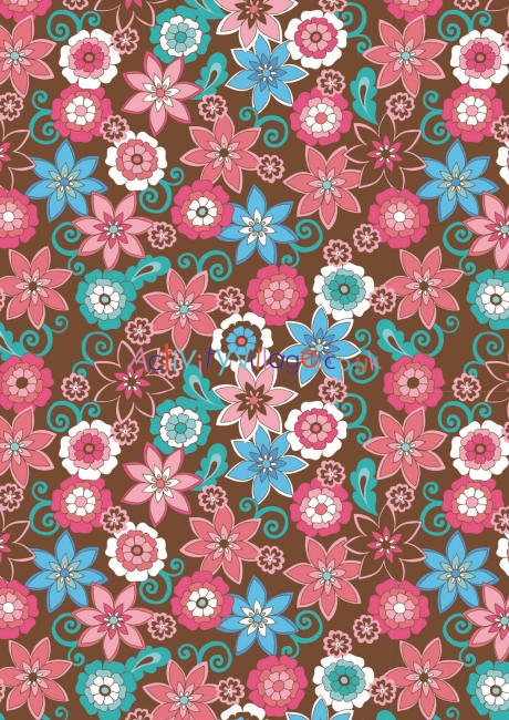 Brown and pink floral scrapbook paper