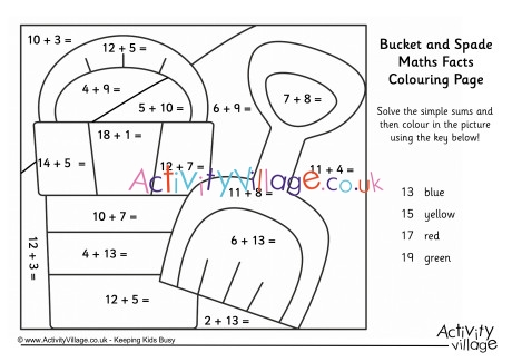 Bucket And Spade Maths Facts Colouring Page