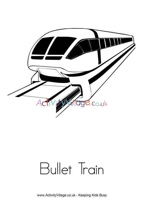 Bullet train colouring page