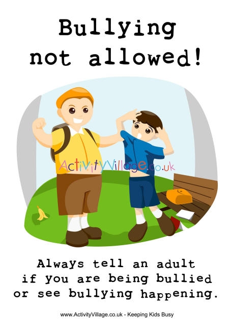 Bullying not allowed poster