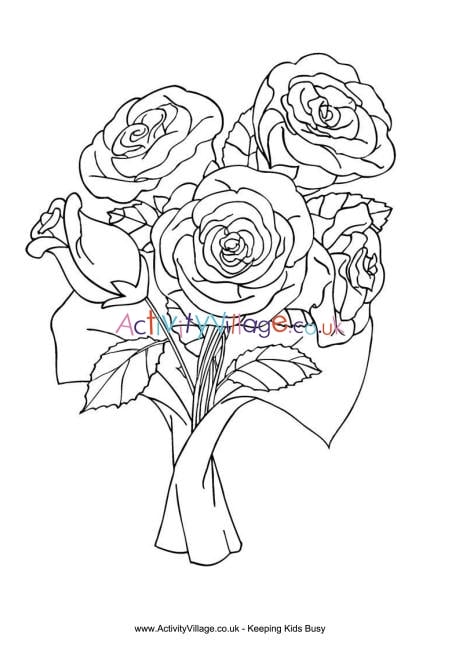 Bunch of roses colouring page