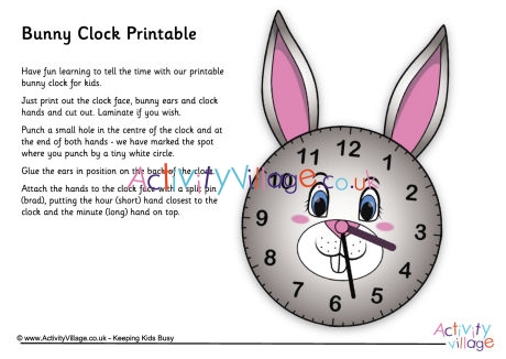Bunny clock printable