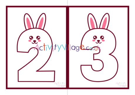 Bunny number cards - large