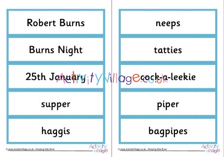 Burns Night word cards