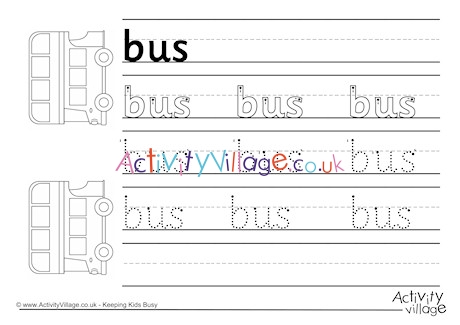 Bus Handwriting Worksheet 2