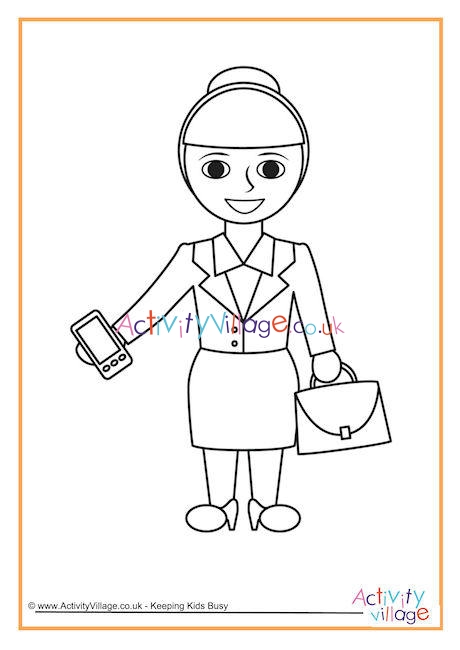 Business Woman Colouring Page