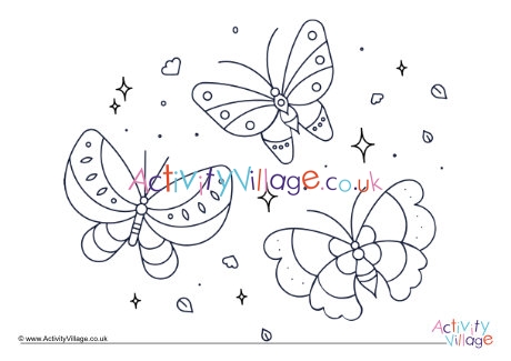 Butterflies colouring page