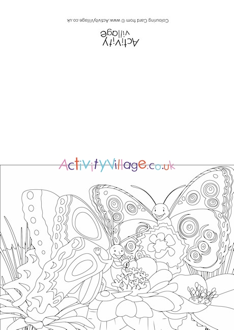 Butterflies Scene Colouring Card