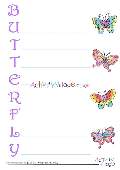 Butterfly Acrostic Poem Printable 2