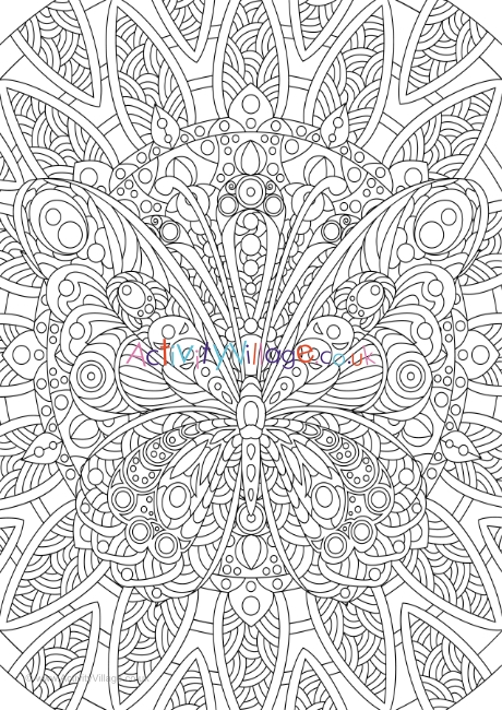Butterfly doodle colouring page 2