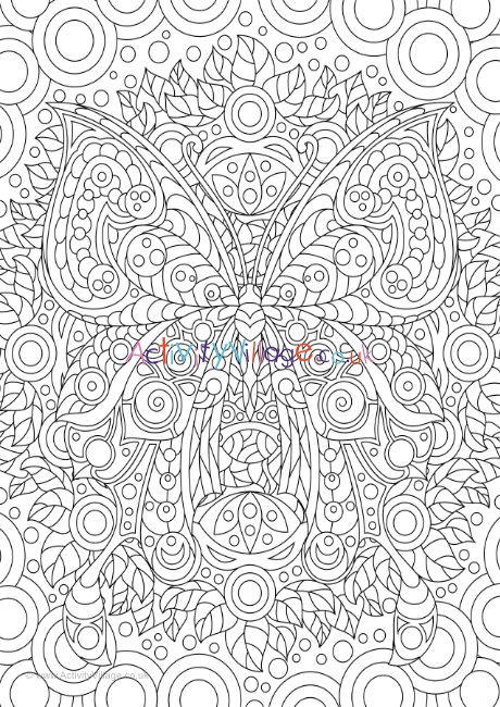 Butterfly doodle colouring page 3