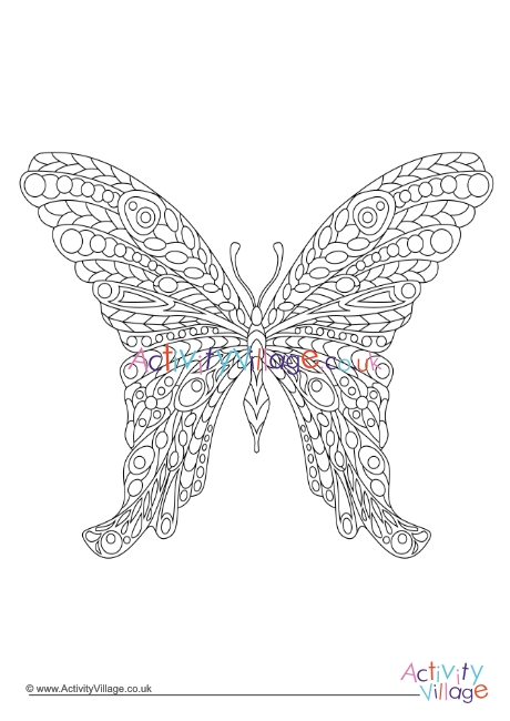 Butterfly doodle colouring page 4