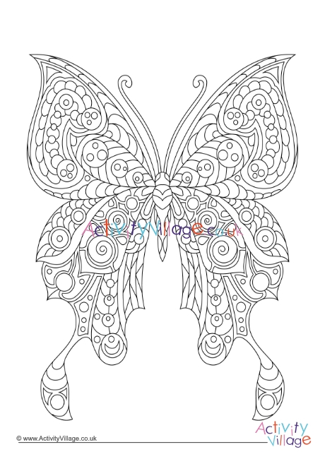 Butterfly doodle colouring page 6