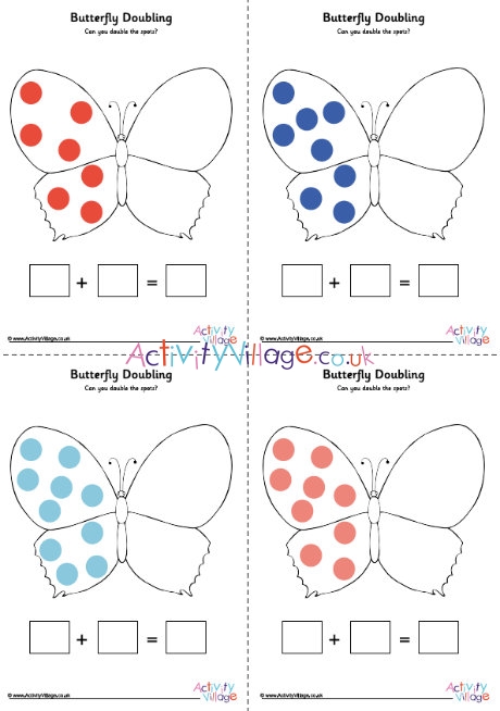 Butterfly double the spots worksheets to 20