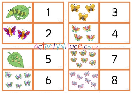 Butterfly matching numerals cards