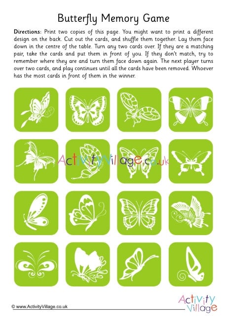 Butterfly memory game