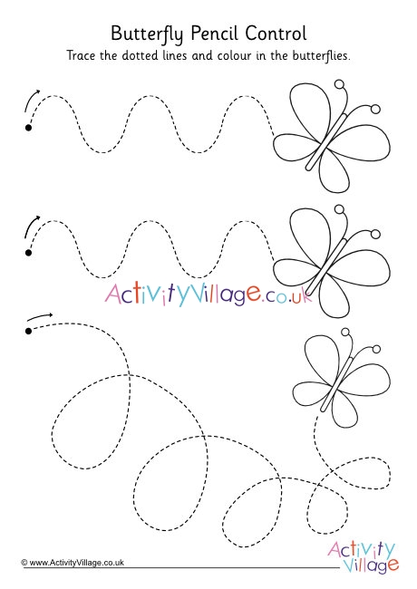 Butterfly pencil control worksheet