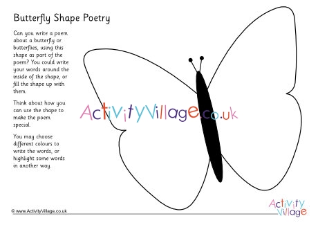 Butterfly shape poetry