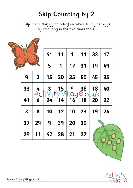 Butterfly skip counting 2s