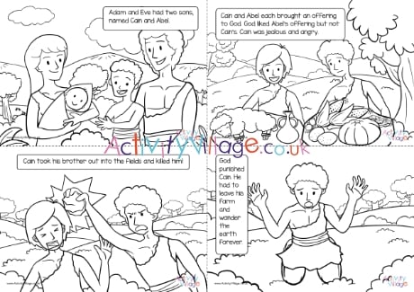 Cain and Abel colouring pages - captioned