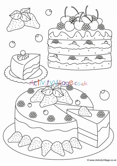Cakes Colouring Page