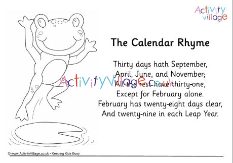 Calendar rhyme colouring page