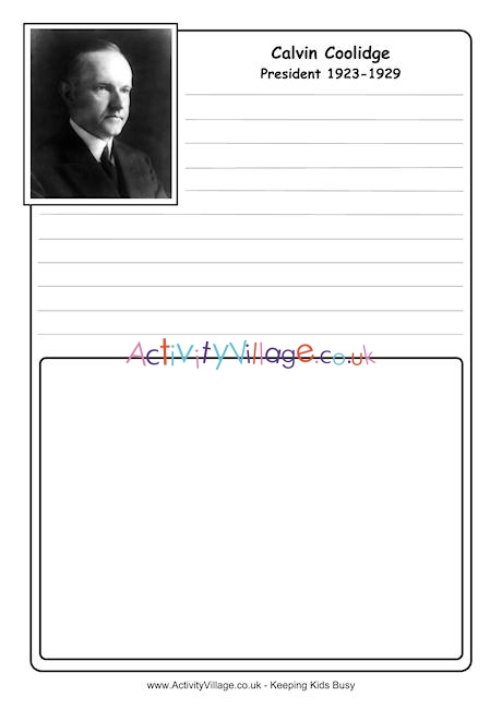 Calvin Coolidge notebooking page