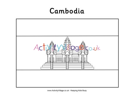 Cambodia flag colouring page