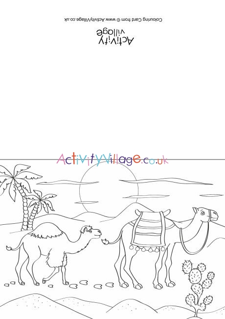 Camels Scene Colouring Card
