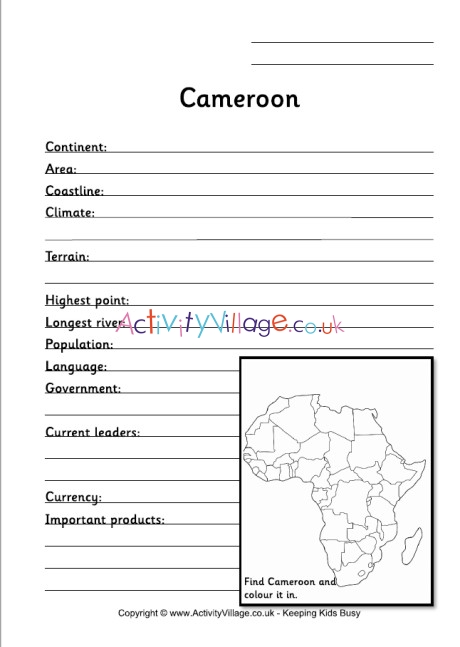 Cameroon Fact Worksheet