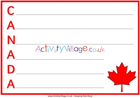 Canada acrostic poem printables