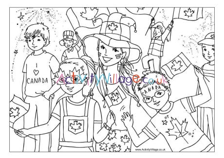 Canada day celebrations colouring page