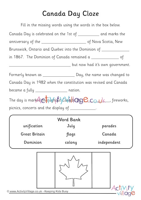 Canada Day Cloze