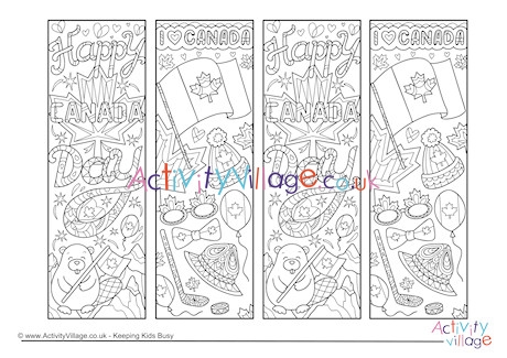 Canada Day Doodle Colouring Bookmarks