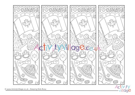 Canada Doodle Colouring Bookmarks