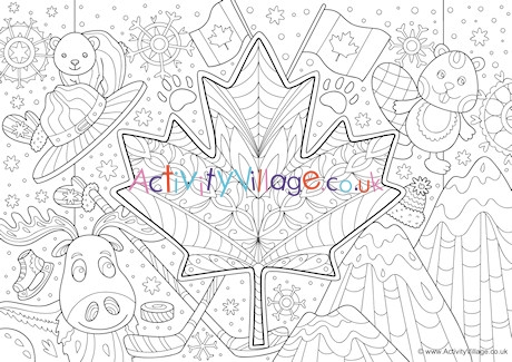 Canada Doodle Colouring Page