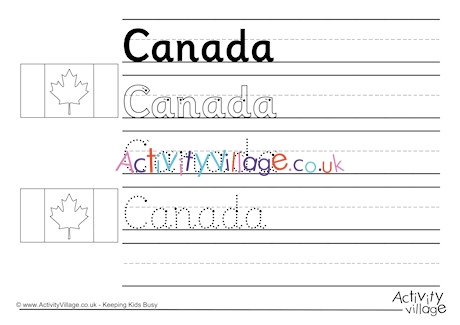 Canada Handwriting Worksheet