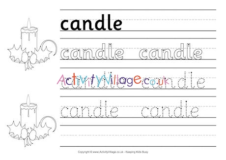 Candle handwriting worksheet